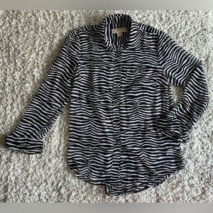 Michael Kors Sheer Zebra Print Blouse Size Small